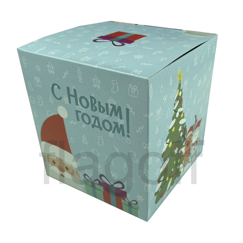 Коробка подарочная для кружки  Дед Мороз, мелованный картон