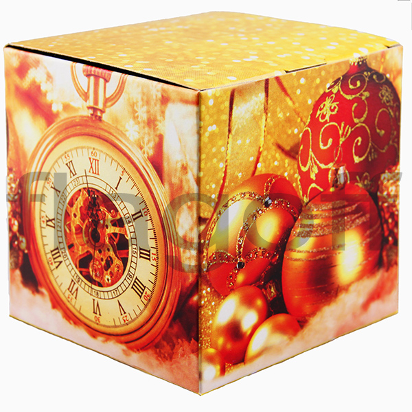 картинка Коробка подарочная для кружки Игрушки на елочку (желтая)