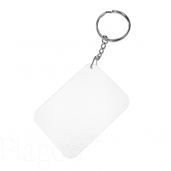 Брелок пластиковый прямоугольник (белый, размер 48*68мм)