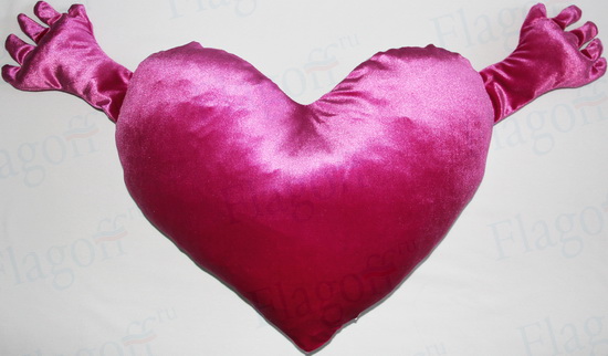 Наволочка розовая "Сердце с ручками" для сублимационной печати