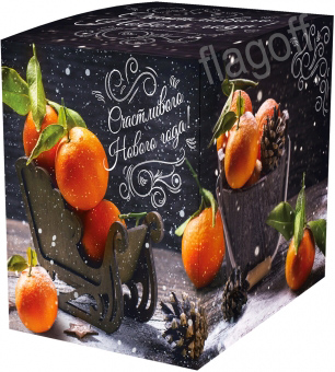 картинка Коробка подарочная для кружки Мандарины на Новый год, мелованный картон