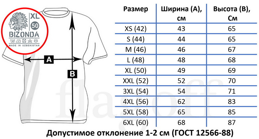 футболки evolution futbitex размерная сетка