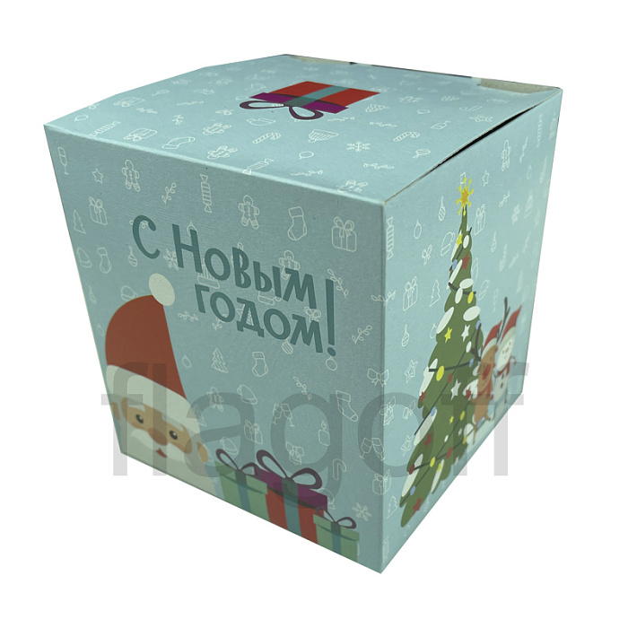 картинка Коробка подарочная для кружки  Дед Мороз, мелованный картон