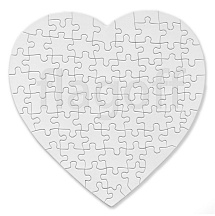 Пазл, сердце, белый картон  (75 элементов, размер 19*19)  для сублимационной печати