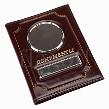 картинка Обложка глянец бордовый серебро для документов гос.номер нат. кожа  от магазина Одежда+