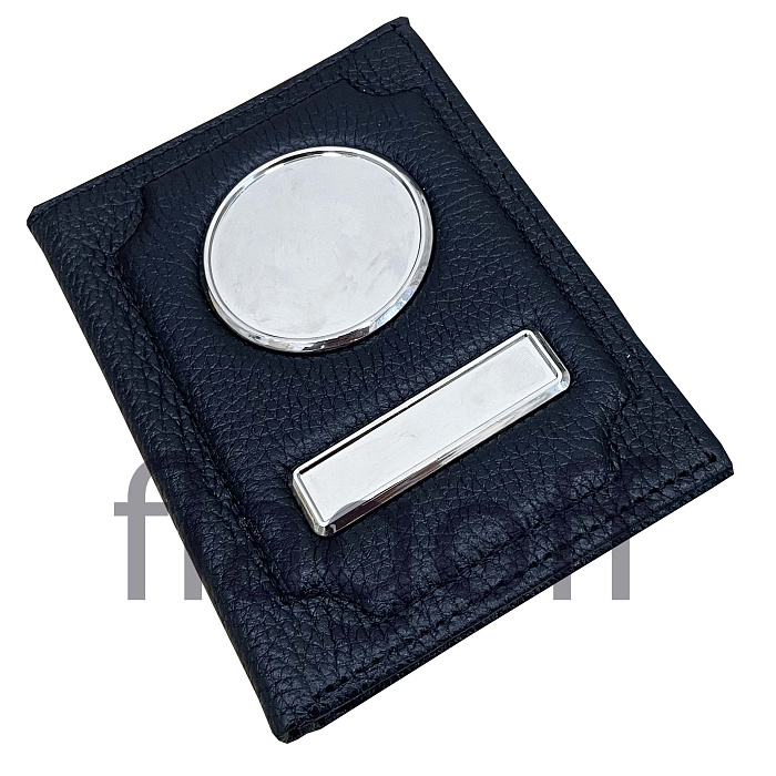 картинка Портмоне без молнии черный флотер серебро нат. кожа 