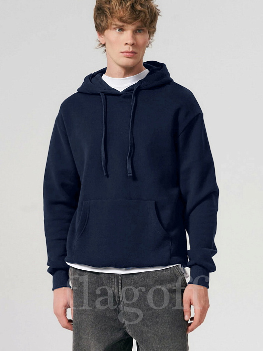 картинка  Худи с капюшоном тёмно-синий  хлопок (толстовка) картинка  Худи с капюшоном тёмно-синий  хлопок (толстовка)