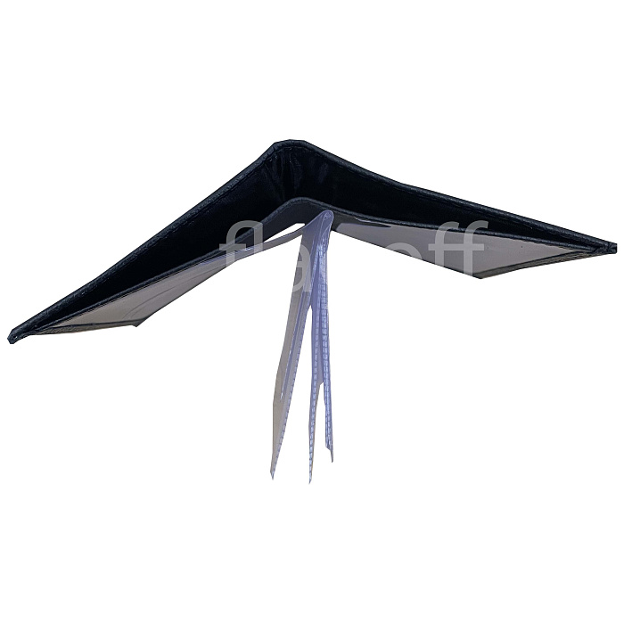 картинка Портмоне без молнии черный флотер серебро нат. кожа 