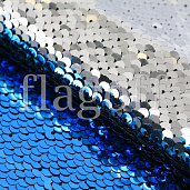 Ткань с двусторонними пайетками сине-белый цвет