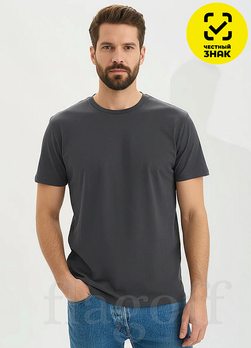 картинка Футболка серый тёмный хлопок 100%
