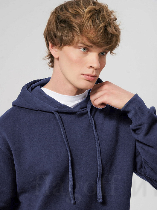 картинка  Худи с капюшоном тёмно-синий  хлопок (толстовка) картинка  Худи с капюшоном тёмно-синий  хлопок (толстовка)