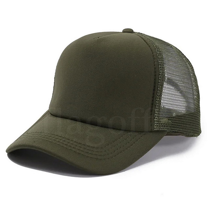 Бейсболка Solid Trucker хаки однотонная с сеткой