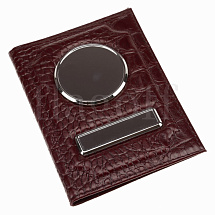 картинка Обложка кайман бордовый серебро для документов гос. номер нат. кожа