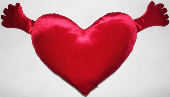 Наволочка красная "Сердце с ручками" для сублимационной печати