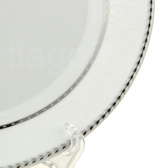 картинка Тарелка орнамент "серебро" фарфоровая для сублимационной печати 200 мм  