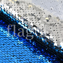 Ткань с двусторонними пайетками сине-белый цвет