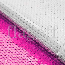 Ткань с двусторонними пайетками розовый-белый цвет